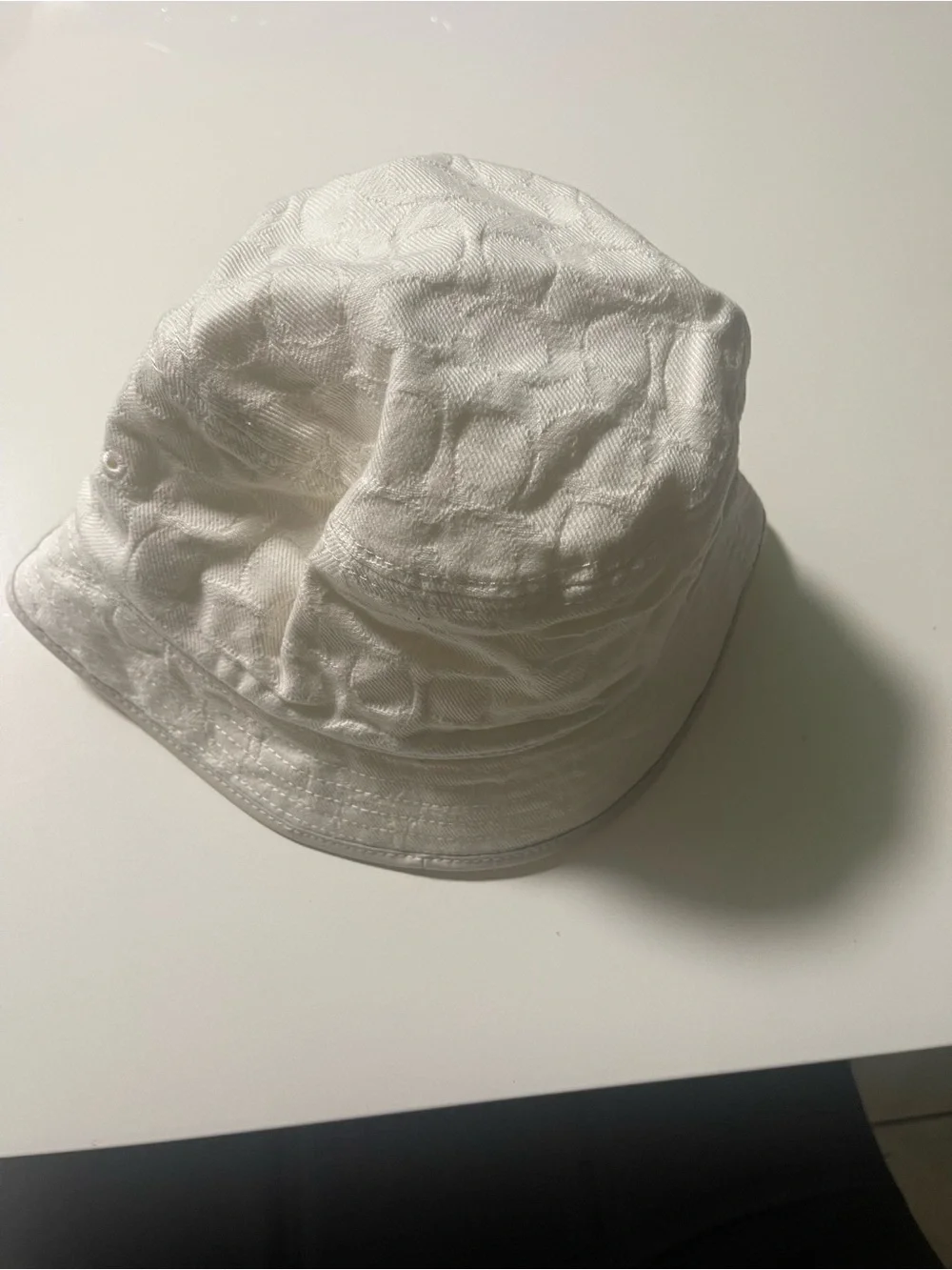 Coach White Embossed Logo Bucket Hat